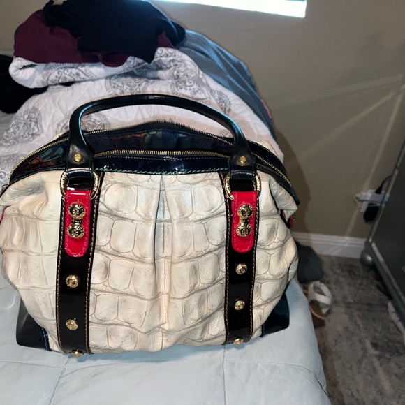 Marino Orlandi Cream Croc Embossed Leather Large Boxy Purse Handbag new $1200 - Picture 2 of 4